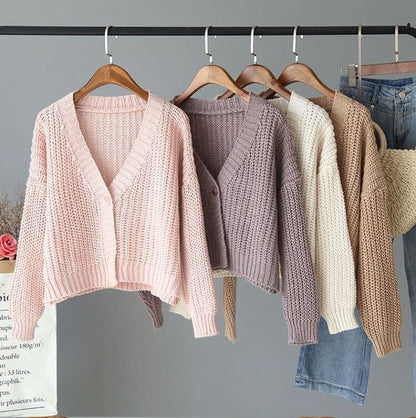 One-Button V-Neck Cardigan in 6 Colors