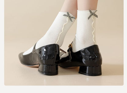 Bow Ribbed Short Socks Set