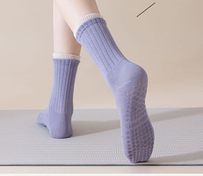 Contrast Trim Ribbed Yoga Short Socks / Set