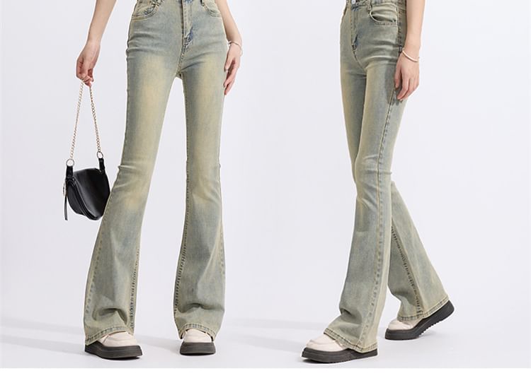 High Rise Washed Bootcut Jeans