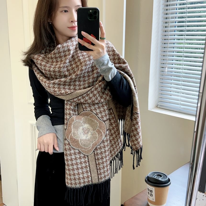 Houndstooth Floral Scarf