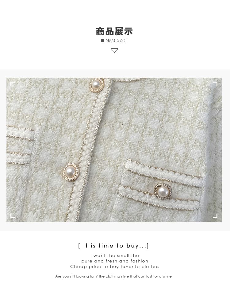 Set: Crew-Neck Tweed Jacket + Mini Skirt