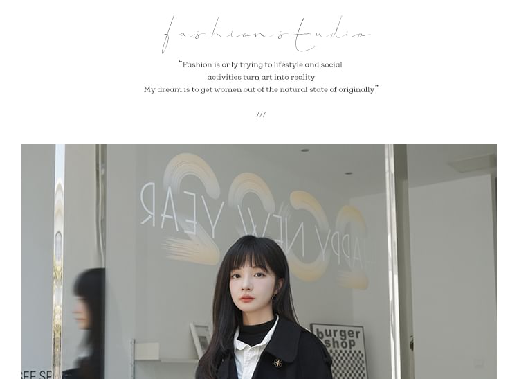 Plain Long Double-Breasted Coat