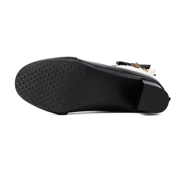 Chunky Boots Panel Heel Fleece Bow Short