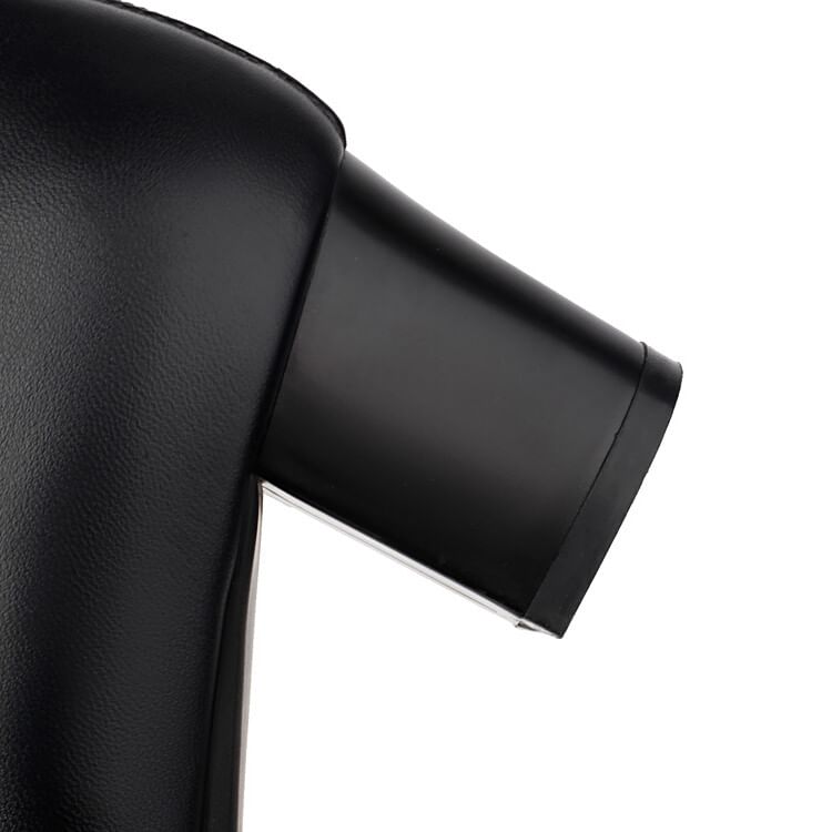 Chunky Boots Panel Heel Fleece Bow Short