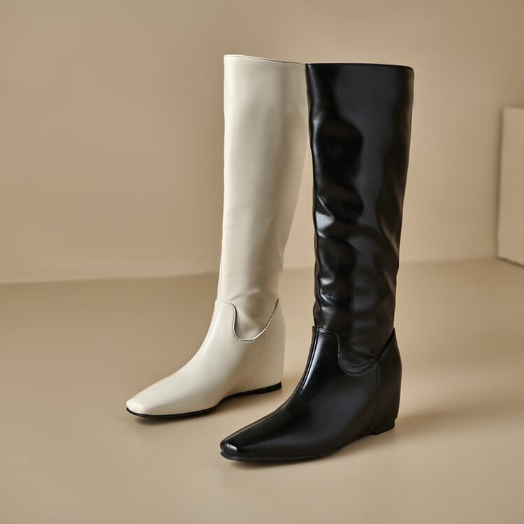 Heel Tall Plain Hidden Boots Wedge