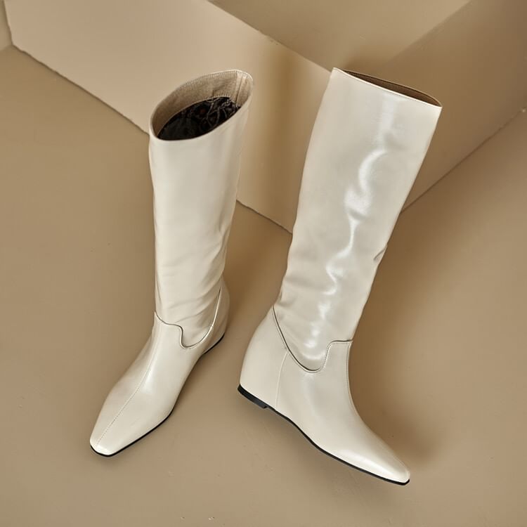Heel Tall Plain Hidden Boots Wedge