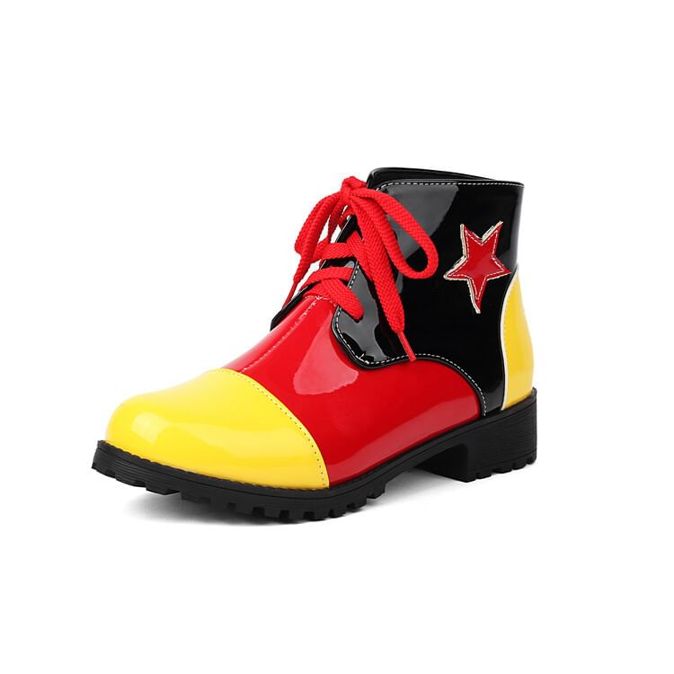 Boots Lace-Up Short Star Applique