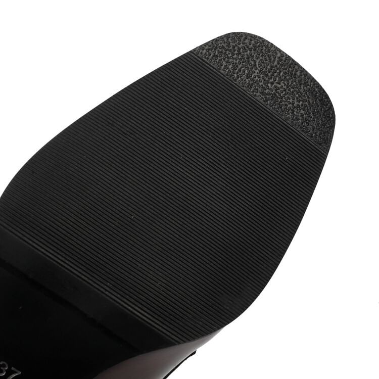 Faux Loafers Chunky Leather Heel Penny