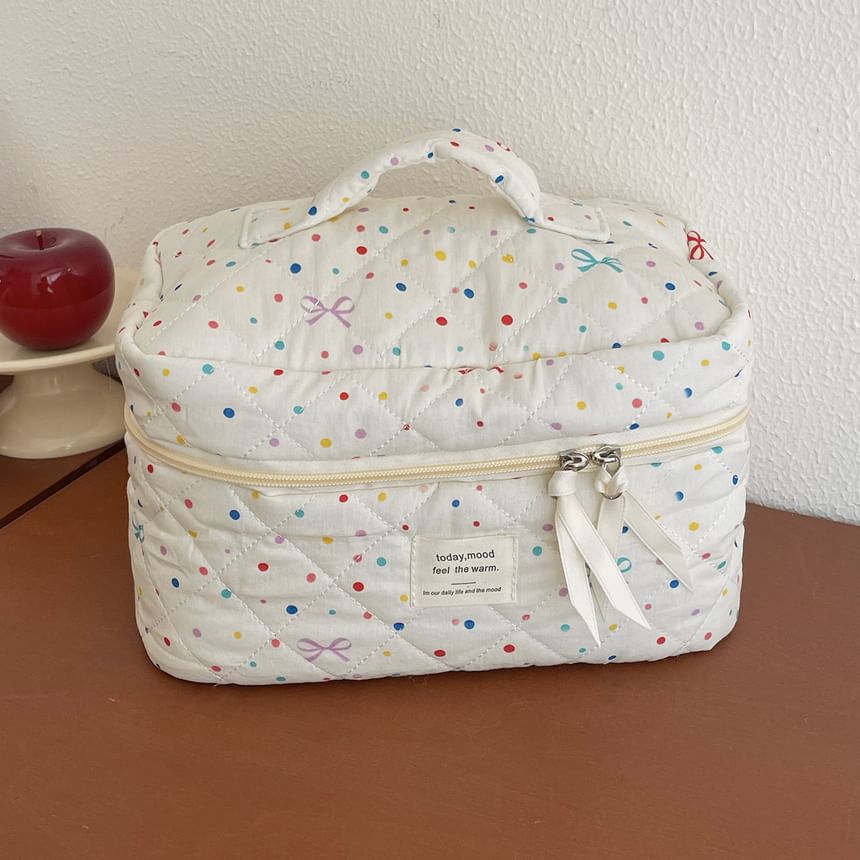 Bow Dotted Fabric Makeup Bag / Clutch (Various Designs)