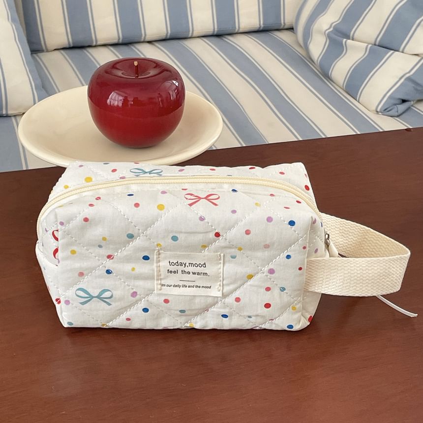 Bow Dotted Fabric Makeup Bag / Clutch (Various Designs)