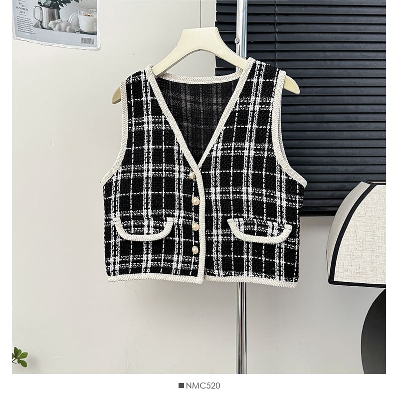 V-Neck Tweed Vest in 7 Colors