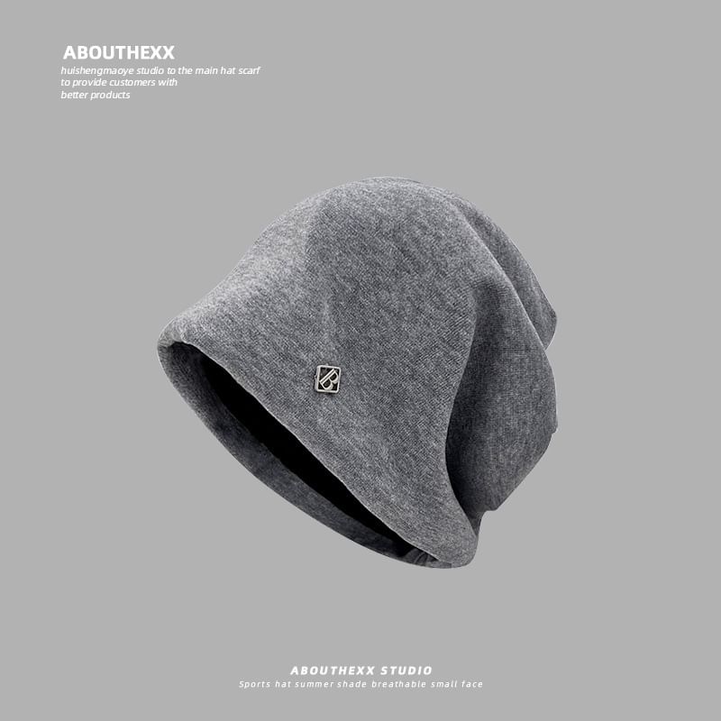 Letter B Plate Beanie Metal Slouchy