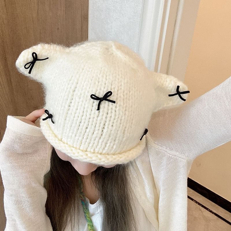 Animal Beanie Bow Knit Ear