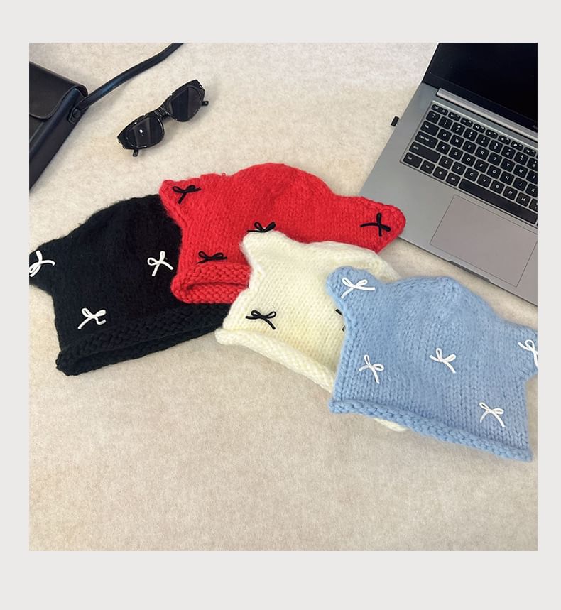 Animal Beanie Bow Knit Ear