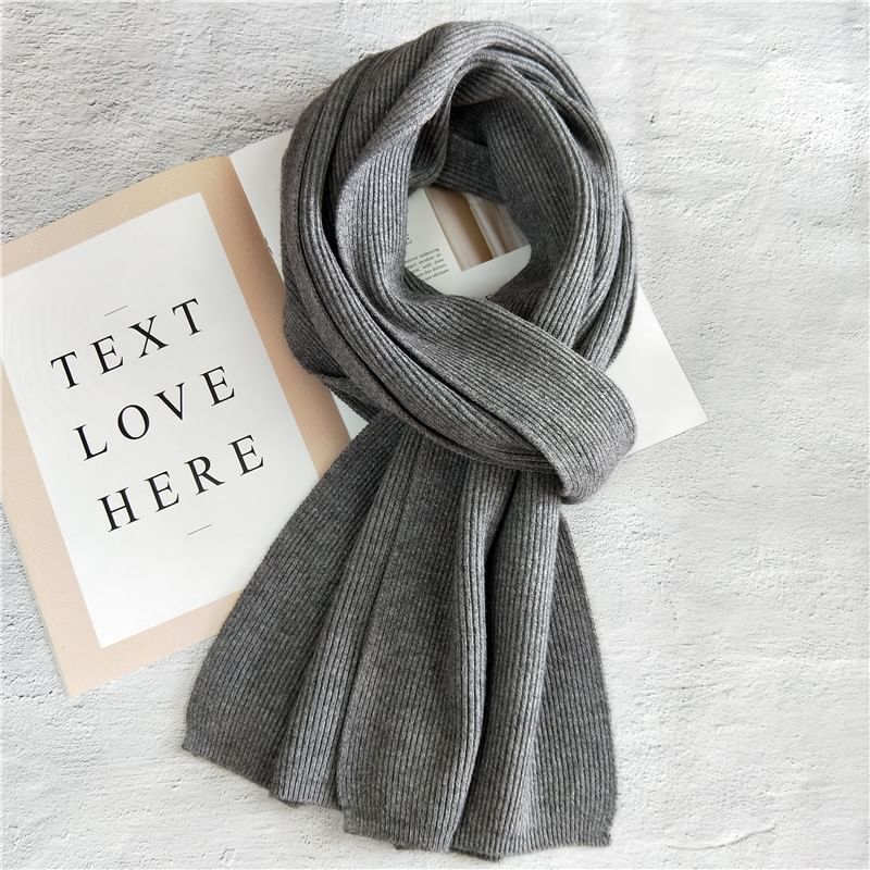 Couple Matching Plain Ribbed Scarf