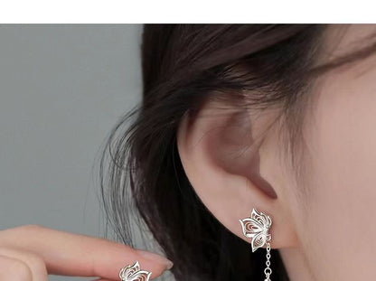 925 Sterling Silver Butterfly Drop Earring