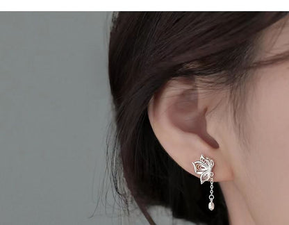 925 Sterling Silver Butterfly Drop Earring