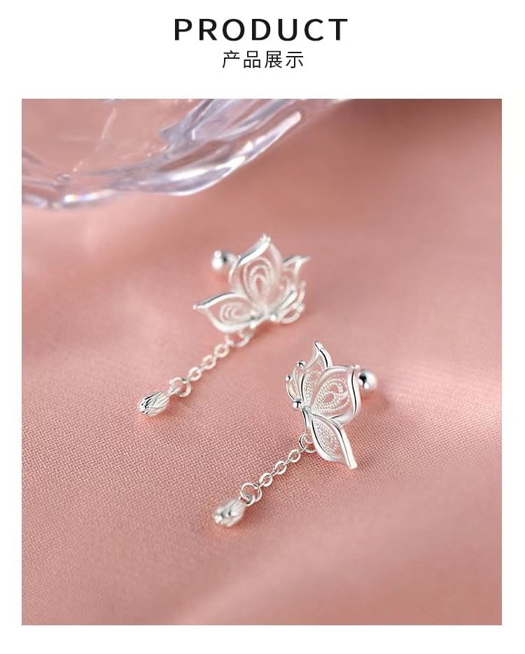 925 Sterling Silver Butterfly Drop Earring