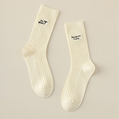 Lettering Embroidered Socks