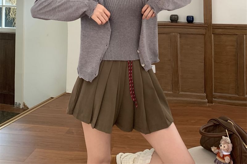 Solid Hooded Mock Two-Piece Knitwear