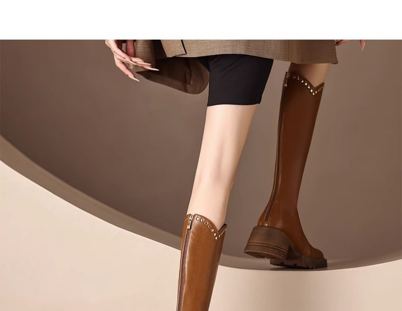 High Boots Knee Platform Studded