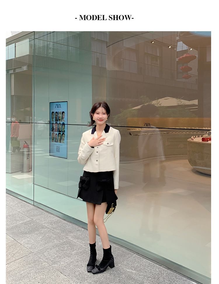 Glitter Bow Square Heel Boots Block Sock Toe Short