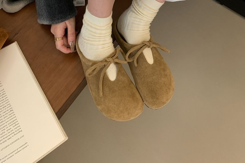 Faux Suede Mules Bow