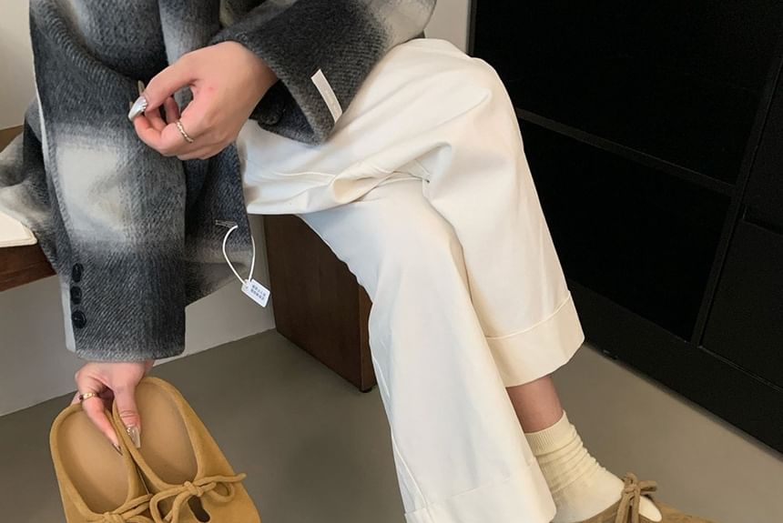 Faux Suede Mules Bow