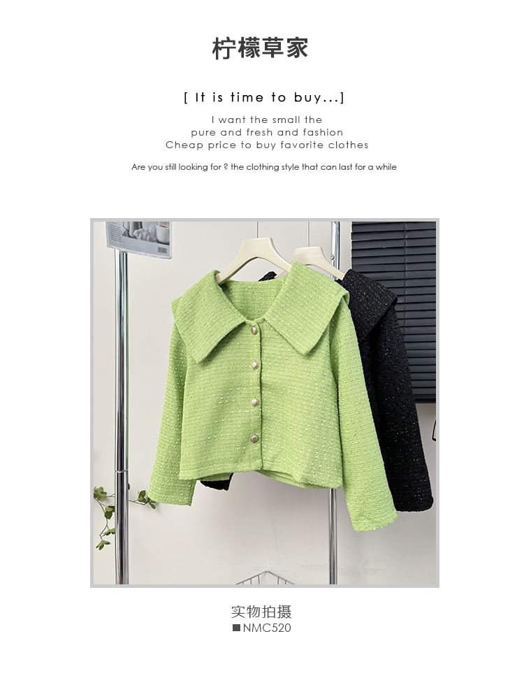 Sailor-Collar Tweed Jacket