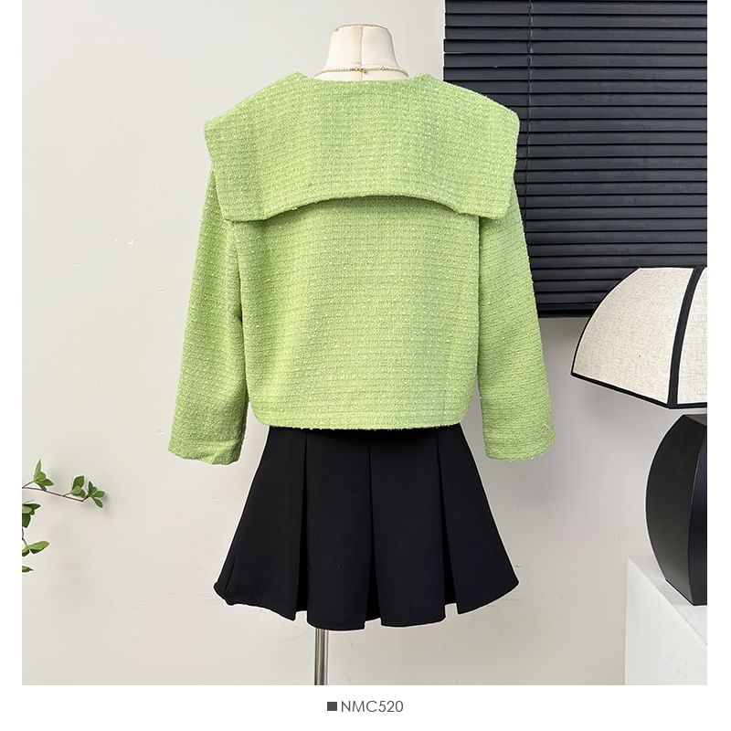 Sailor-Collar Tweed Jacket