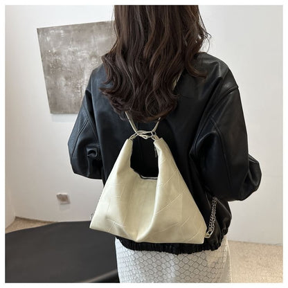 Chain Strap Faux Leather Backpack