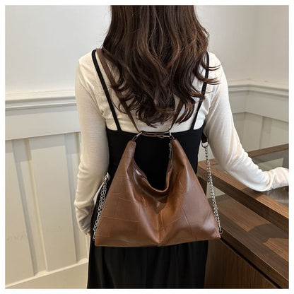 Chain Strap Faux Leather Backpack