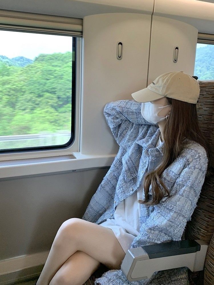 Long Sleeve Lapel Neck Button Up Gingham Tweed Jacket