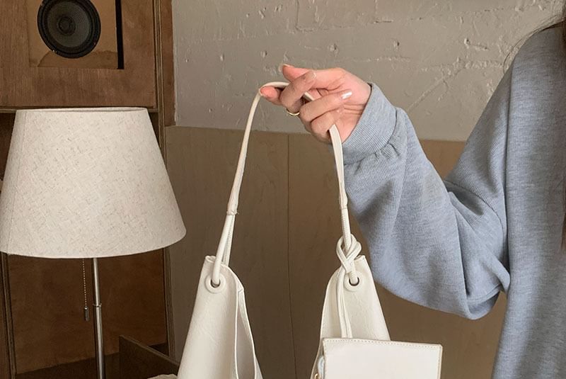 Bag Leather Tote Faux With Pouch Plain