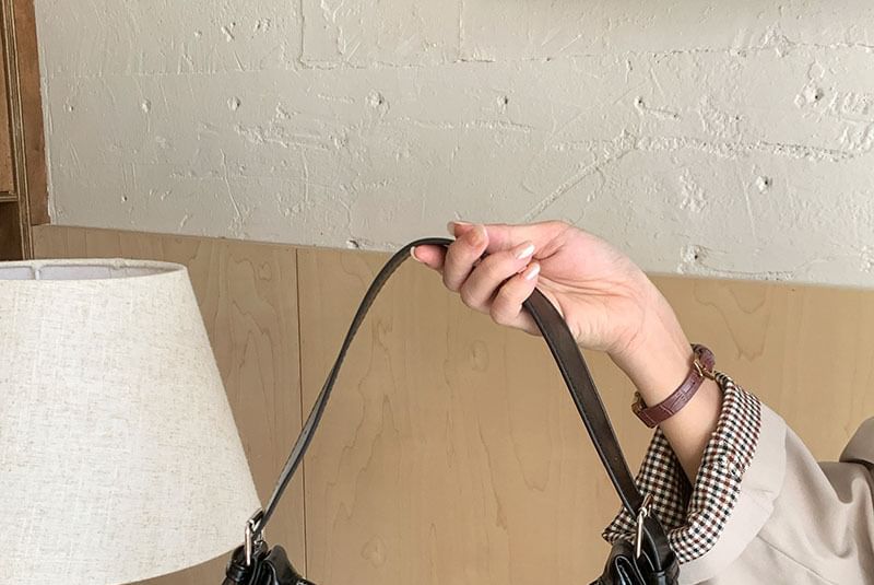 Shoulder Faux Crescent Bag Leather