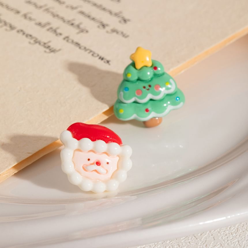 Christmas Cartoon Asymmetrical Resin Stud Earring