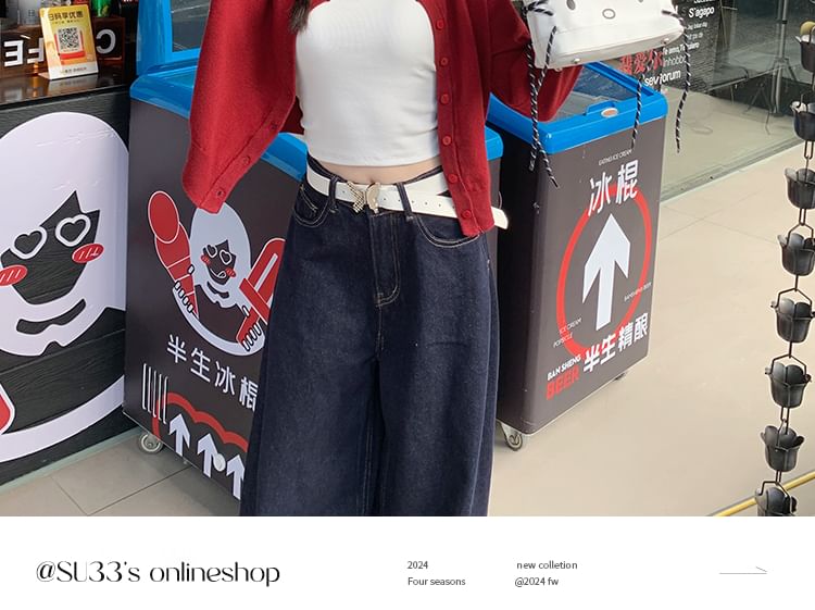 Crewneck Button-Up Cropped Knit Cardigan