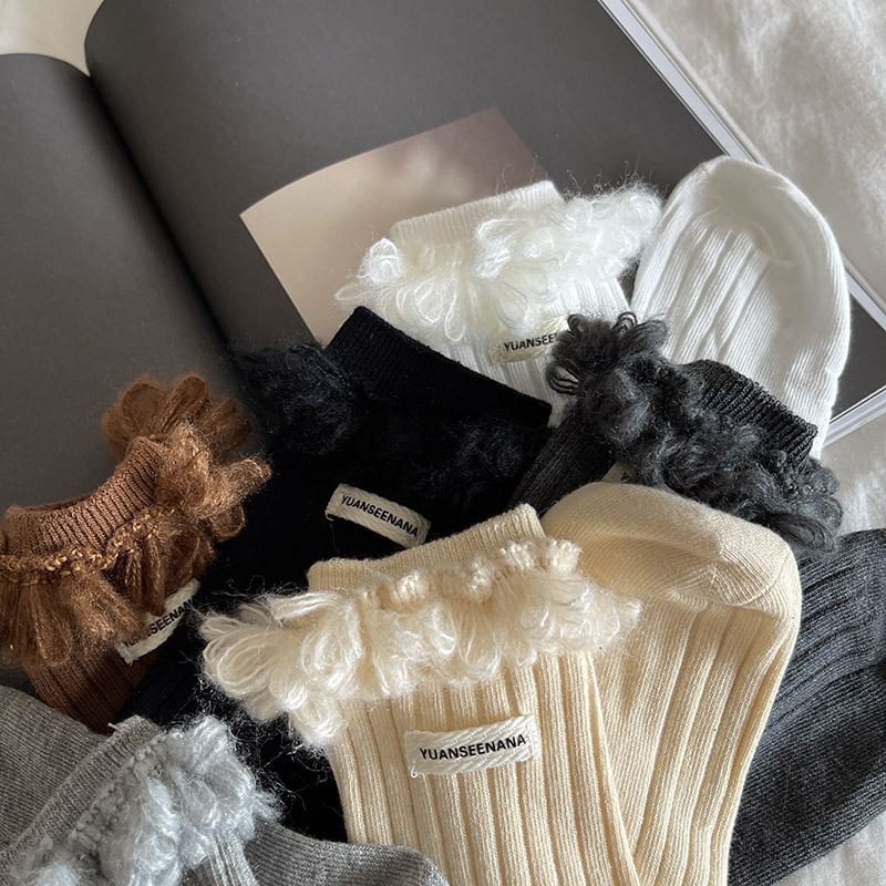 Plain Fringed Socks