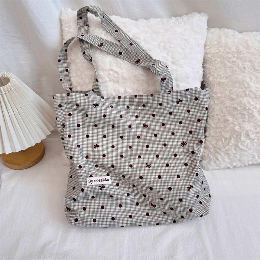 Dotted Plaid Tote Bag