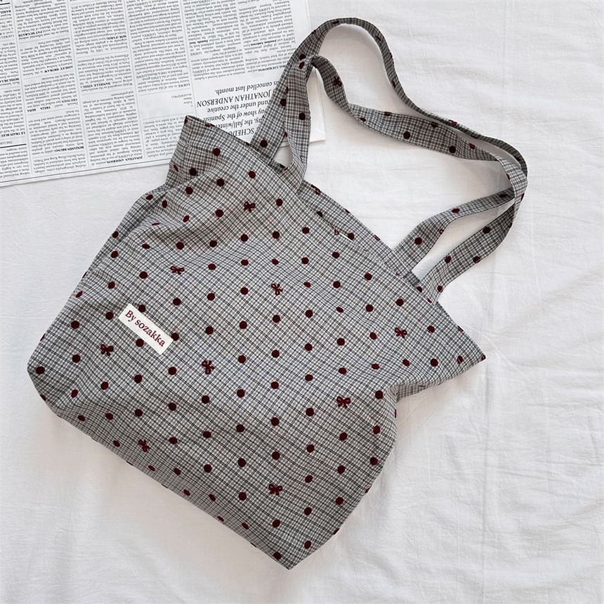 Dotted Plaid Tote Bag