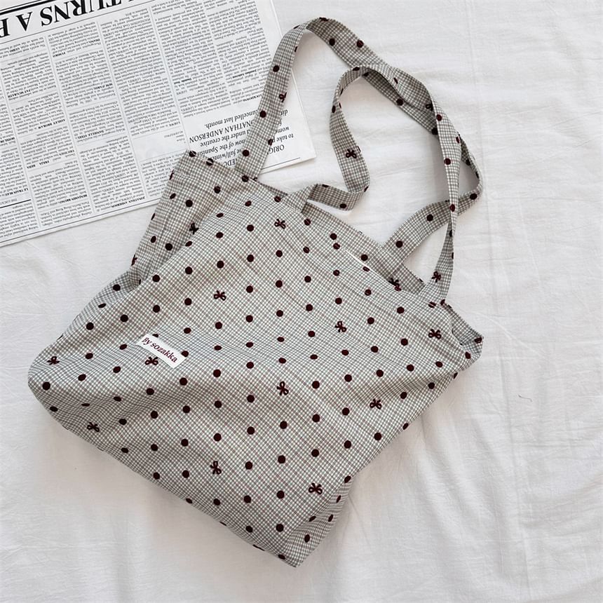 Dotted Plaid Tote Bag