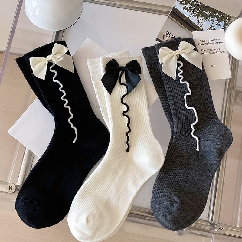 Bow Ribbed Socks