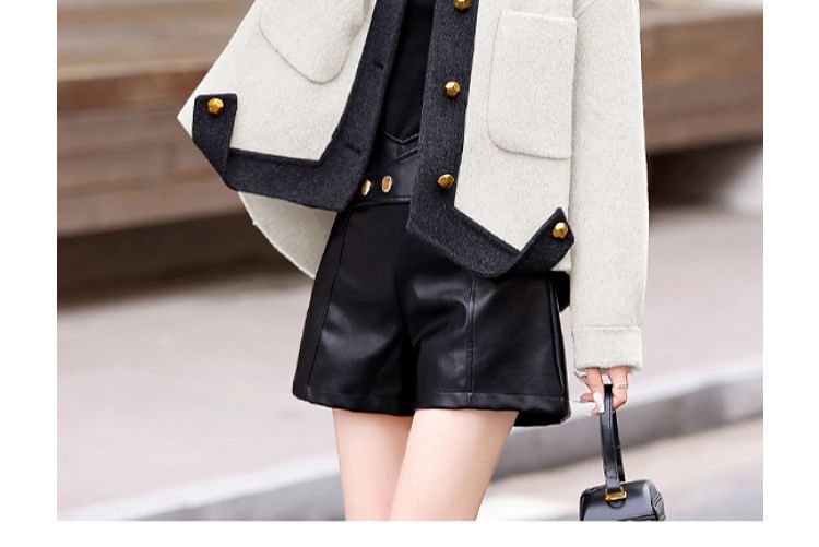 Collar Two Tone Button Jacket