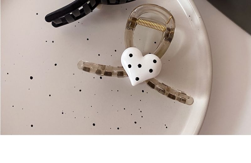 Polka Dot Heart Hair Claw