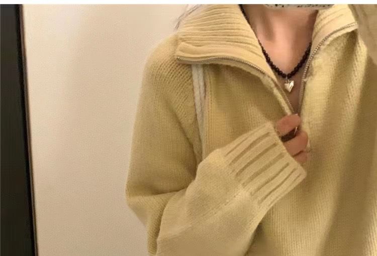 Half-Zip Stand-Collar Knit Sweater in 5 Colors