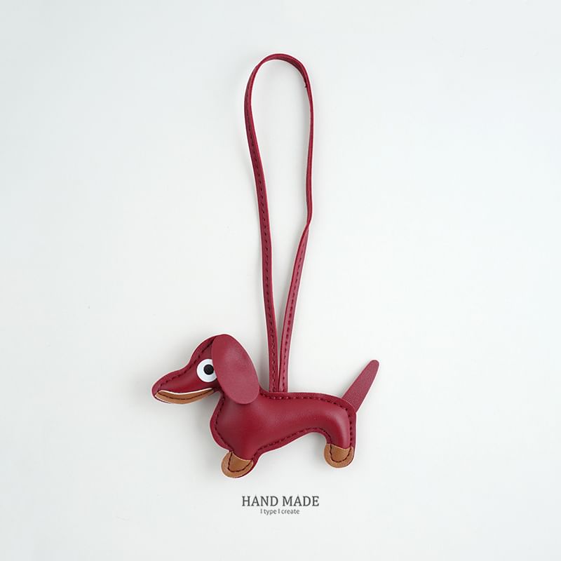 Faux-Leather Dachshund Bag Charm / Key Ring