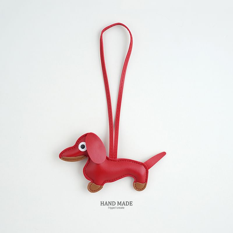 Faux-Leather Dachshund Bag Charm / Key Ring