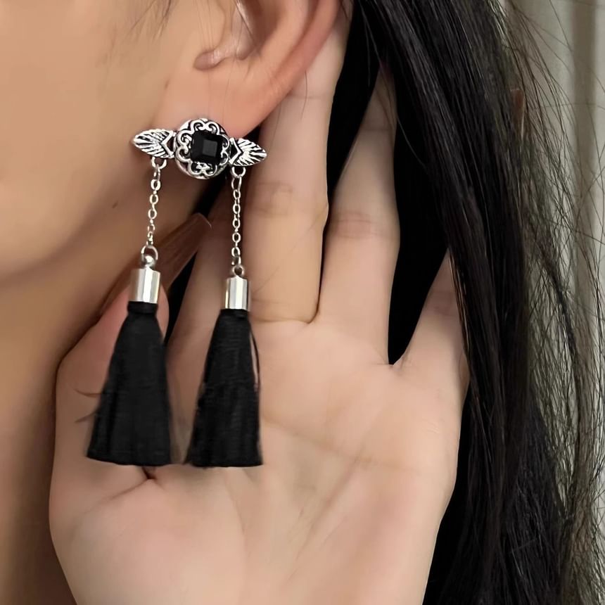 Rhinestone Set Drop Stick Tassel Hair / Earring