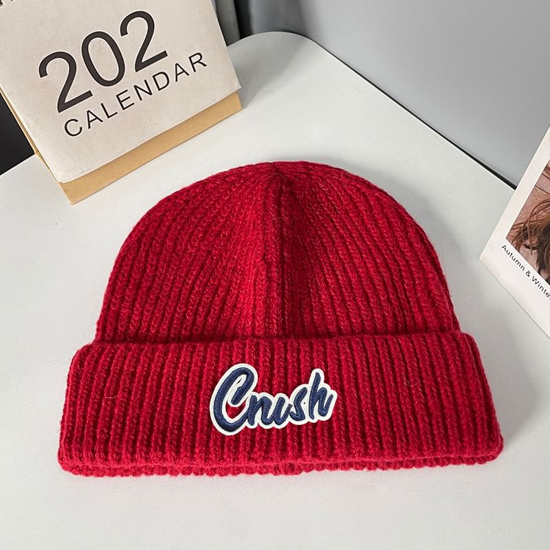 Applique Knit Beanie Lettering